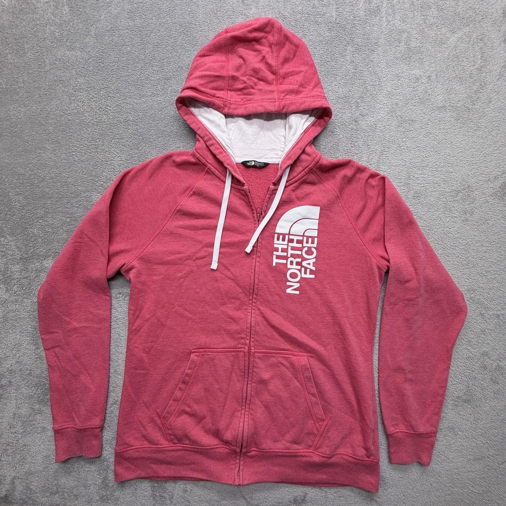 The North Face Hoodie Womens XL Pink Full Zip Lightweight Fleece Logo Casual